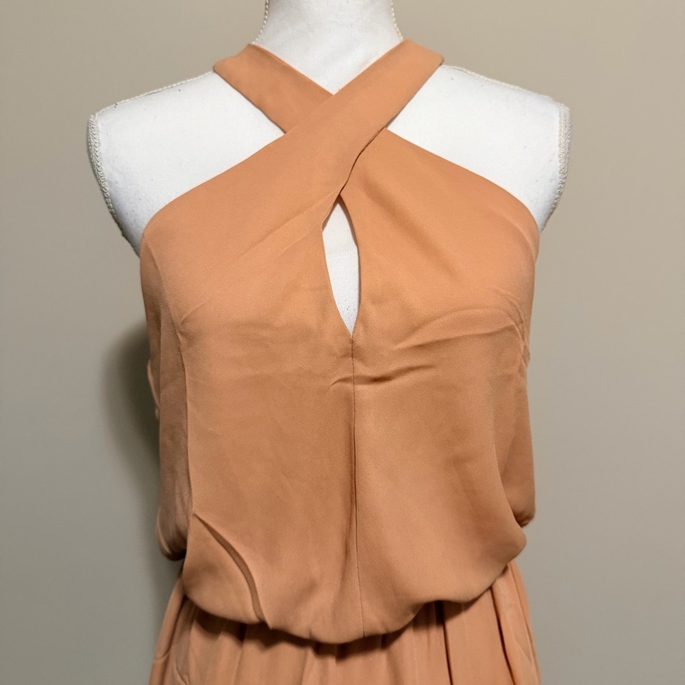 NWT Revolve Krisa wrap front halter mini dress womens size medium in tan - Picture 8 of 10